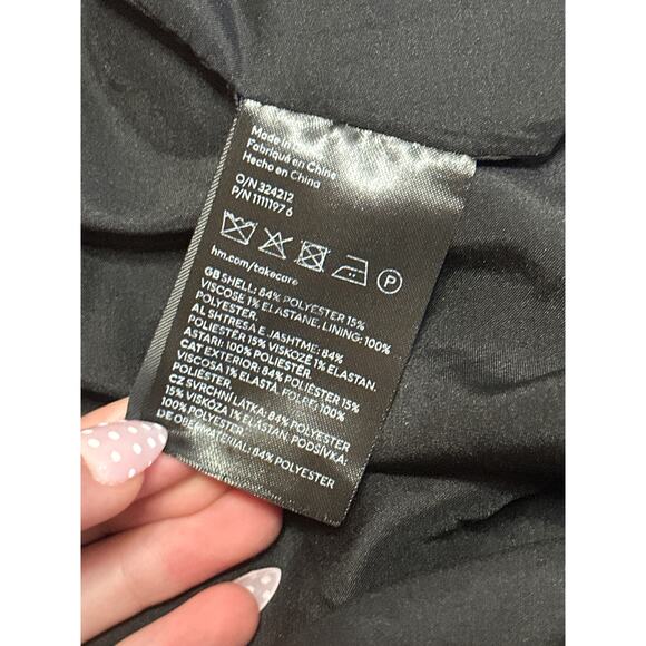 H&M Women's Gray Plaid Long Sleeve One Button Blazer Coat Suit Jacket Size XL - Picture 4 of 4